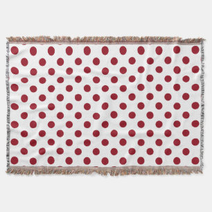 Crimson Red Polka Dots Circles Throw Blanket