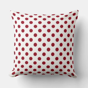 Crimson Red Polka Dots Circles Throw Pillow