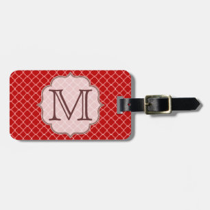 Crimson Red Quarterfoil Latti Monogram Luggage Tag