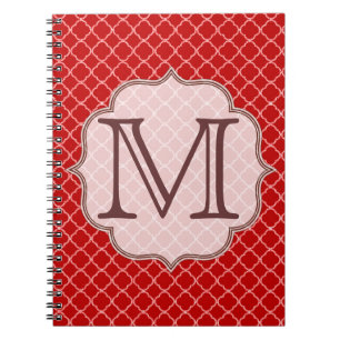 Crimson Red Quaterfoil Latti Monogram Note Book