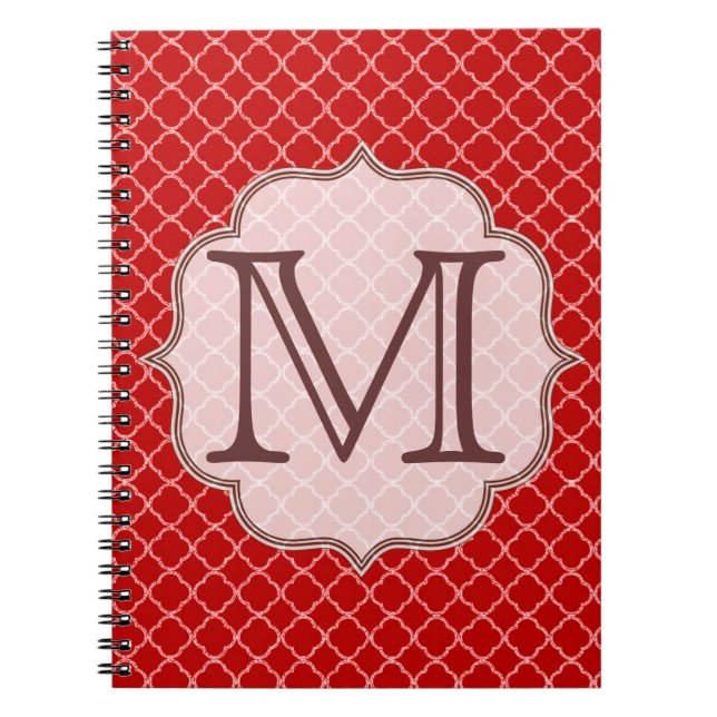 Crimson Red Quaterfoil Latti Monogram Note Book (Front)