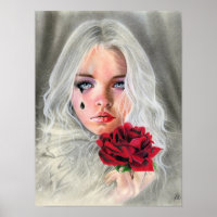 Crimson Red rose gothique fille mime POSTER