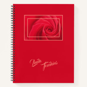 Crimson Red Rose Under Glass Personalized Notebook