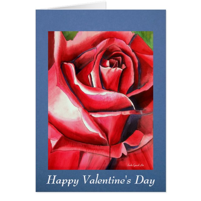 Crimson Red Rose Valentine's Day greetings card (Front)