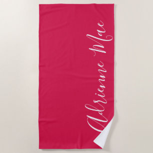 Crimson Red Simply Personalized Beach Towel