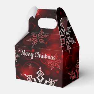 Crimson Red Snowflake Motif Gable Favor Box