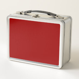 Crimson Red Solid Colour Metal Lunch Box