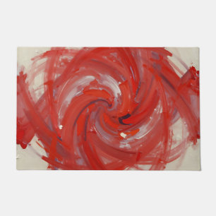 Crimson Red Spiral Abstract Painting Doormat