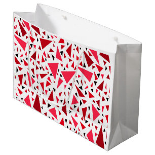 crimson red triangles on white retro background large gift bag