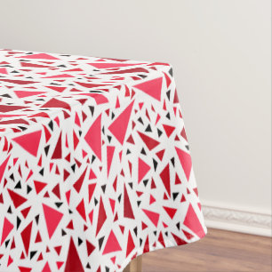crimson red triangles on white retro background tablecloth