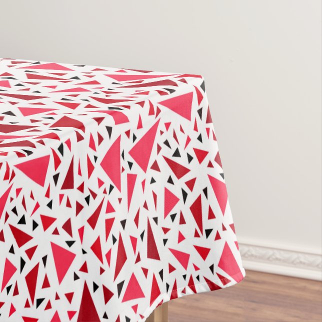 crimson red triangles on white retro background tablecloth (In Situ)