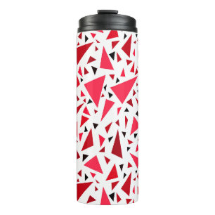 crimson red triangles on white retro background thermal tumbler