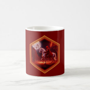 Crimson Rider On White Stallion Moon In Background Coffee Mug