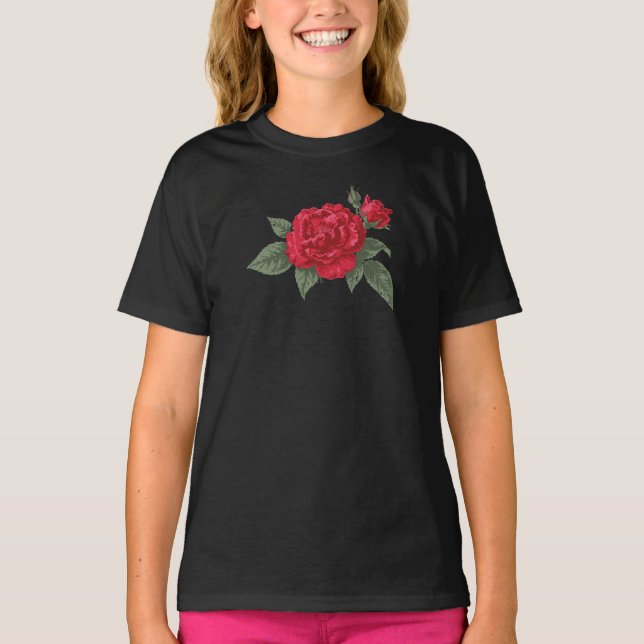 Crimson Rose Bloom T-Shirt (Front)
