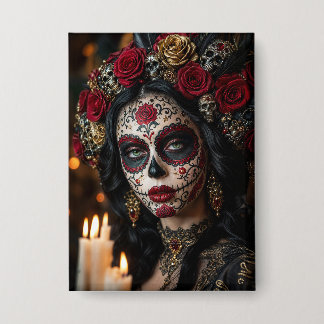 Crimson Rose Calavera – Elegant Day of the Dead