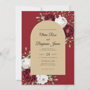 Crimson Rose Champagne Wedding Invitation