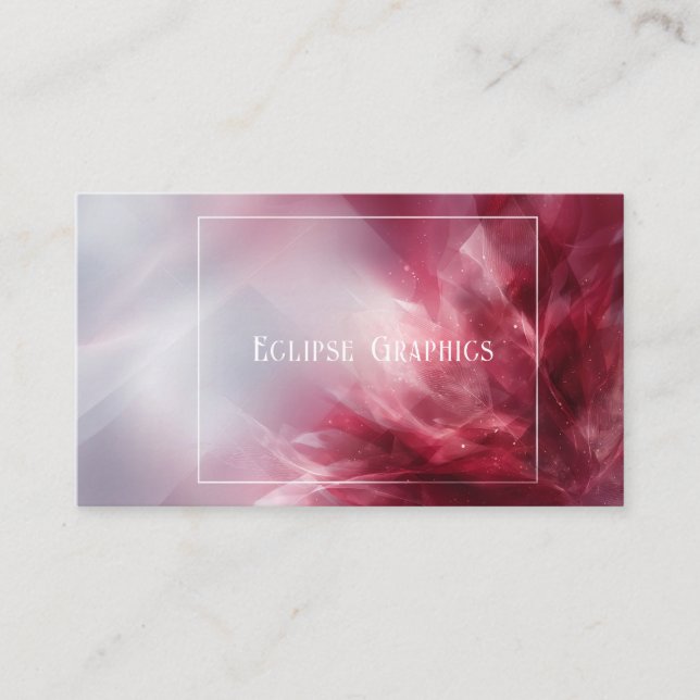 Crimson Ruby Floral Abstract White Frame Dynamic Business Card (Front)