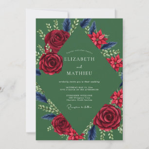 Crimson Ruby Wreath Wedding Invitation