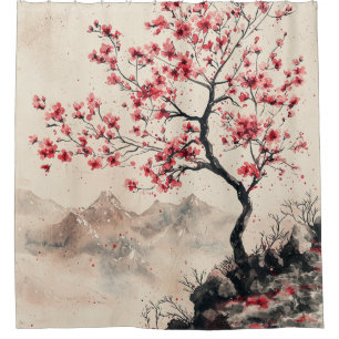 Crimson Sakura Mountain Serenity (1)
