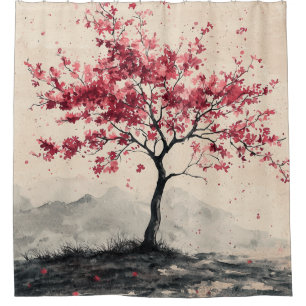 Crimson Sakura Mountain Serenity (2)