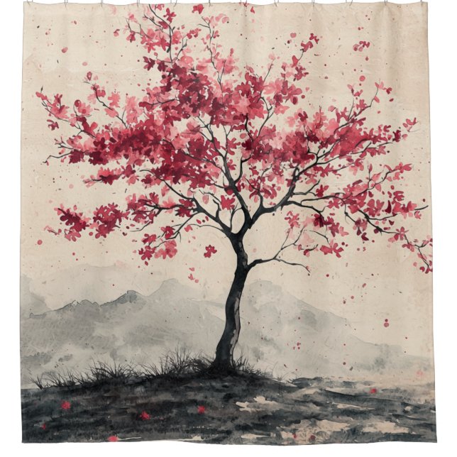 Crimson Sakura Mountain Serenity (2) (Front)