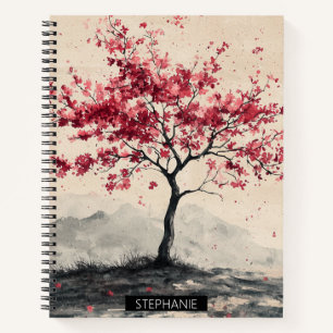 Crimson Sakura Mountain Serenity (2) Notebook
