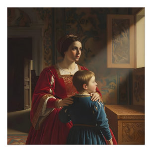 Crimson & Sapphire Whispers: Victorian Mother and  Photo Print
