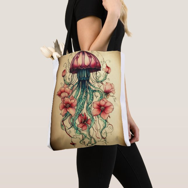 "Crimson Sea Elegance : Sac d'alimentation réutili (De près)