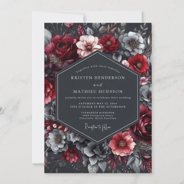 Crimson Shadow Nocturne Wedding Invitation (Front)