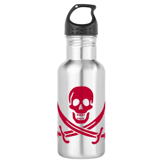 Crimson Skull & Swords Pirate flag of Calico Jack 532 Ml Water Bottle (Front)