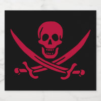 Crimson Skull & Swords Pirate flag of Calico Jack