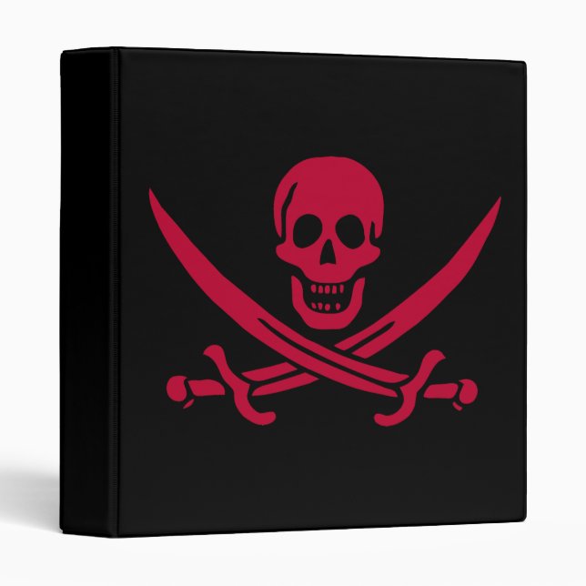 Crimson Skull & Swords Pirate flag of Calico Jack Binder (Front/Spine)