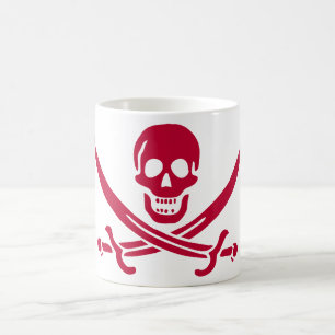 Crimson Skull & Swords Pirate flag of Calico Jack Coffee Mug