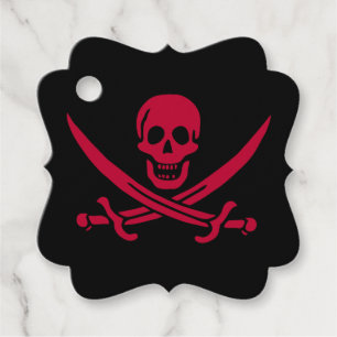 Crimson Skull & Swords Pirate flag of Calico Jack Favour Tags