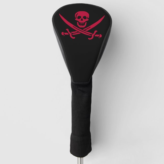 Crimson Skull & Swords Pirate flag of Calico Jack Golf Head Cover (Front)