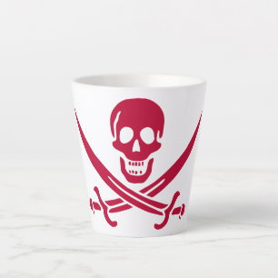 Crimson Skull & Swords Pirate flag of Calico Jack Latte Mug