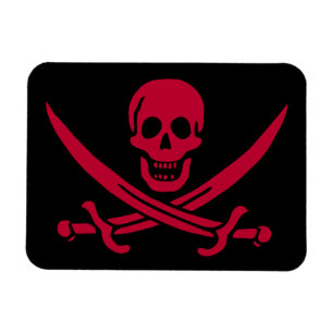 Crimson Skull & Swords Pirate flag of Calico Jack Magnet