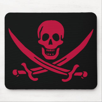 Crimson Skull & Swords Pirate flag of Calico Jack Mouse Pad