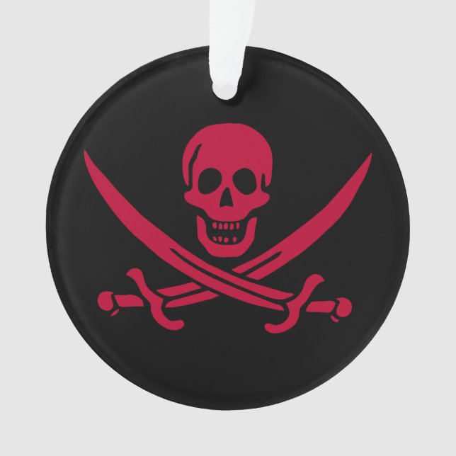 Crimson Skull & Swords Pirate flag of Calico Jack Ornament (Front)