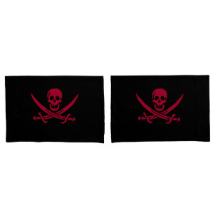 Crimson Skull & Swords Pirate flag of Calico Jack Pillowcase