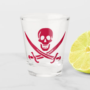 Crimson Skull & Swords Pirate flag of Calico Jack Shot Glass