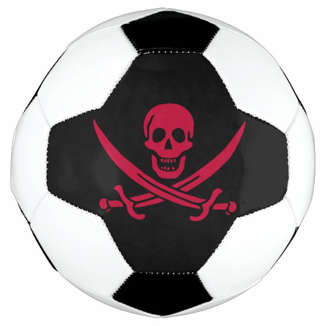 Crimson Skull & Swords Pirate flag of Calico Jack Soccer Ball (Front)