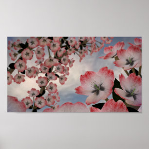 Crimson Snow Blossom Poster