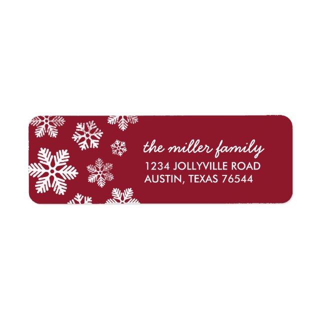 Crimson Snowflakes Personalized Address Labels (Front)