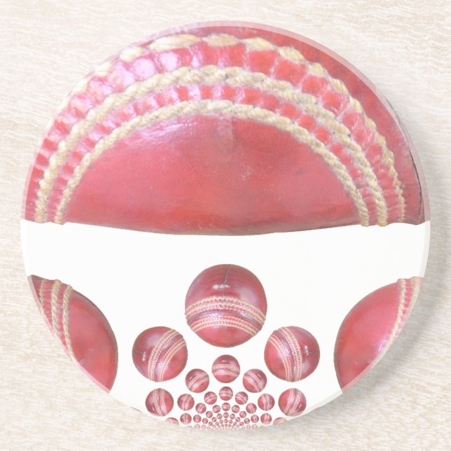 Crimson Spin – A Beautiful Red Cricket Ball Arti Coaster (Front)