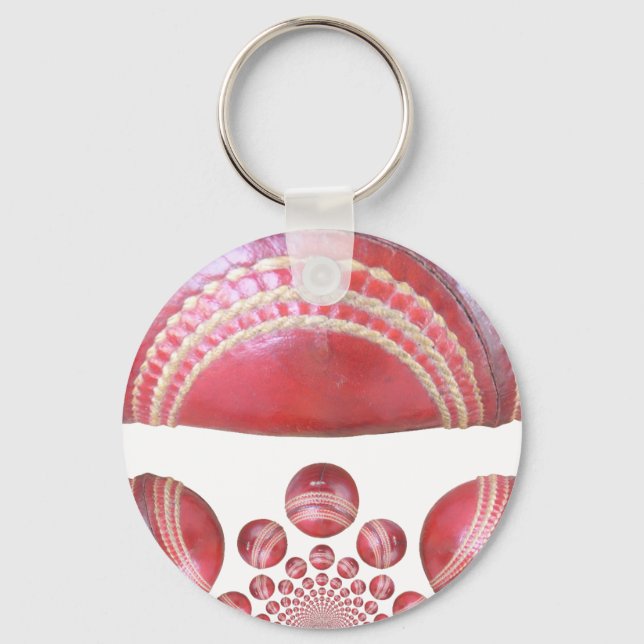 Crimson Spin – A Beautiful Red Cricket Ball Arti Keychain (Front)
