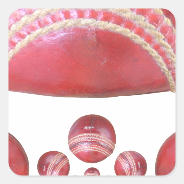 Crimson Spin – A Beautiful Red Cricket Ball Arti Square Sticker (Front)