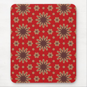 Crimson Starburst Bloom Mouse Pad