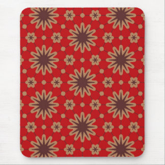 Crimson Starburst Bloom Mouse Pad