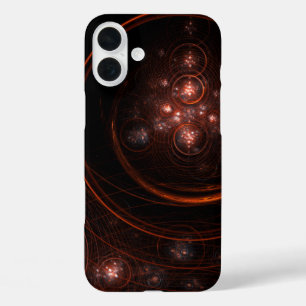 Crimson Starlight Orbits Abstract Cosmic Art iPhone 16 Plus Case